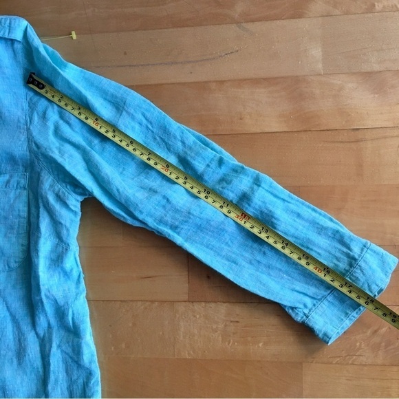 Lands’ End 100% Linen Tunic, Aqua Blue, Size 14 - Picture 10 of 17